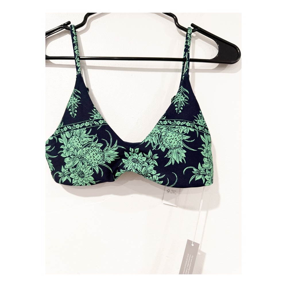 J.Crew Women Navy Green Pineapple Floral Bikini Top S